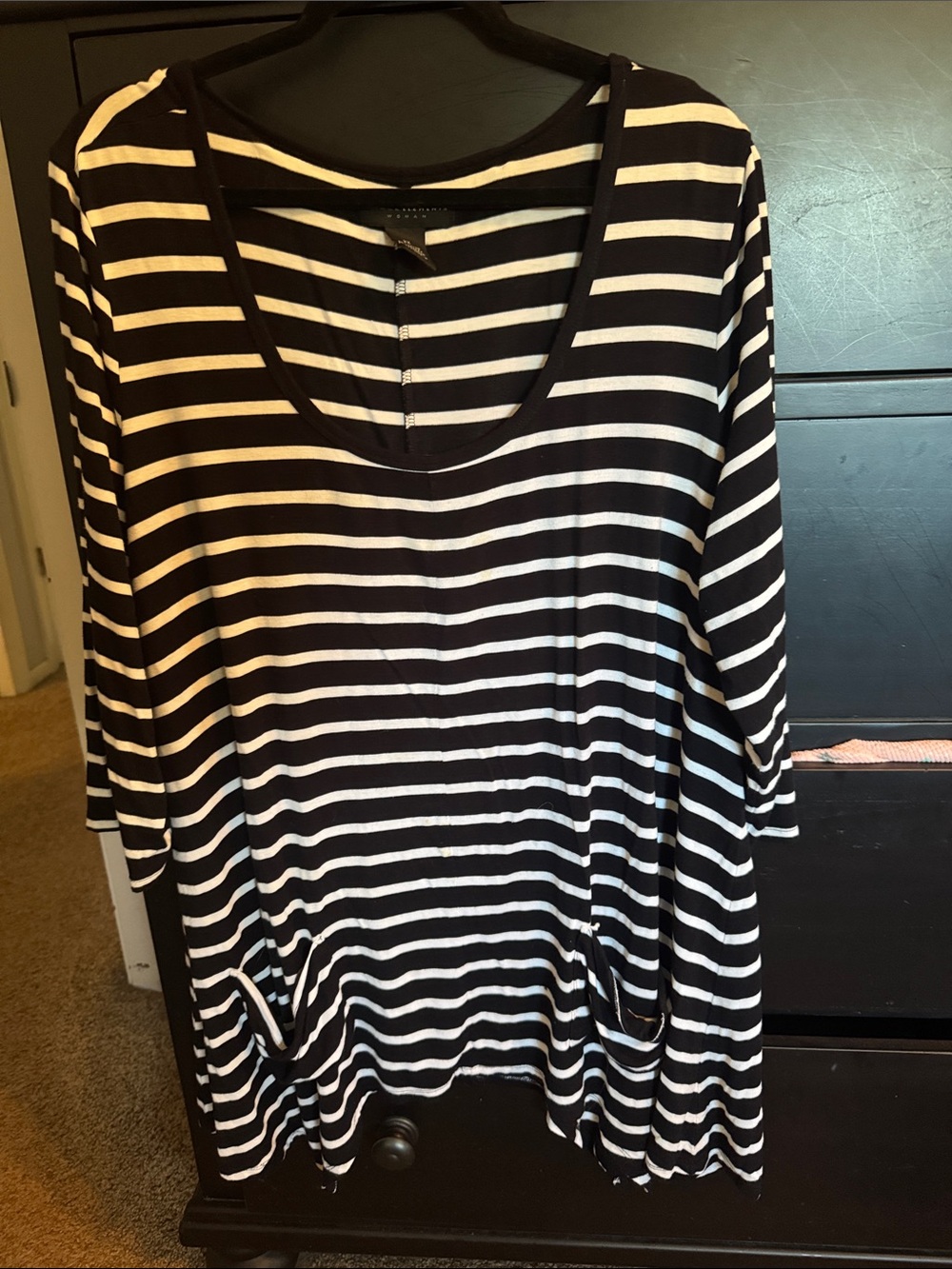 Grace Elements Black & White Striped Scoop Neck Tunic